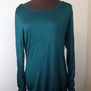 NWTags SHEROSA Emerald L SLEEVE TUNIC RUCHED TOP M